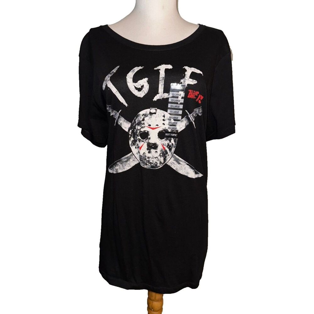 Hot Topic FRIDAY THE 13TH TGIF JASON Fitted T-Shirt Junior Plus Size XXL *NWT